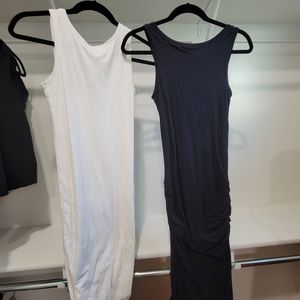Two James Perse Midi Ruched Tank Dresses Size 0